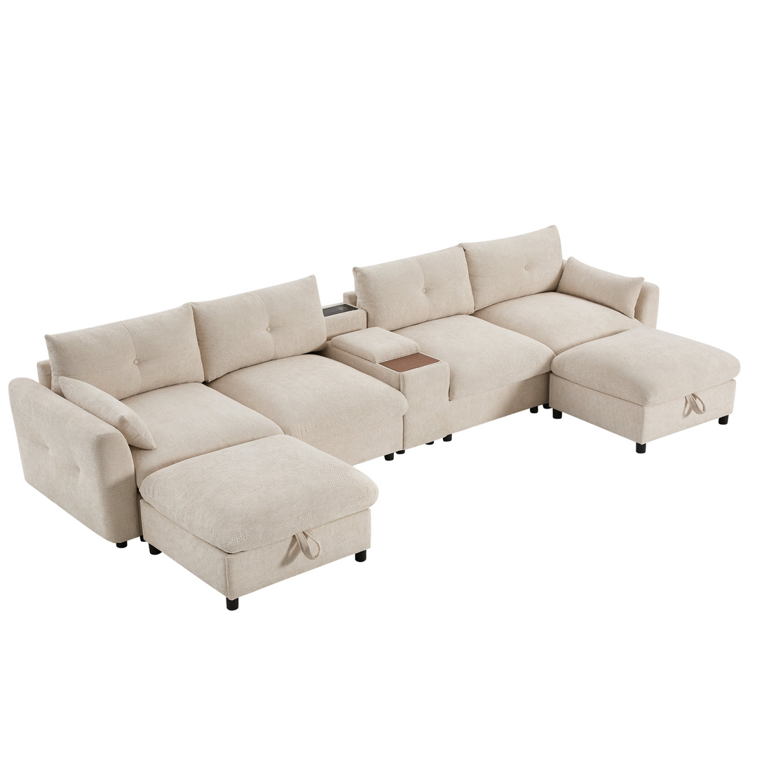 Valletta Grande Gray U-Shape Modular Contemporary sofa Mediterranean U-Shape Sofa - Mediterranean Tuscan Contemporary Home Decor Furniture