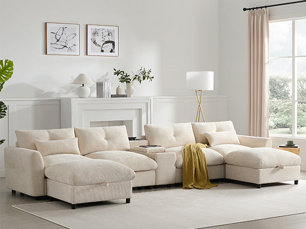 Valletta Grande Gray U-Shape Modular Contemporary sofa Mediterranean U-Shape Sofa - Mediterranean Tuscan Contemporary Home Decor Furniture