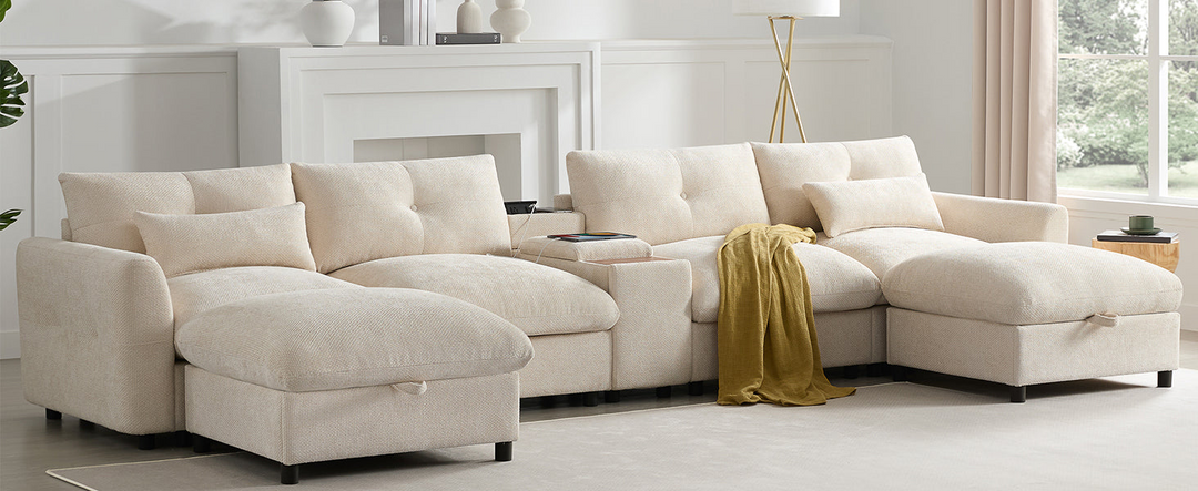 Valletta Grande Gray U-Shape Modular Contemporary sofa Mediterranean U-Shape Sofa - Mediterranean Tuscan Contemporary Home Decor Furniture