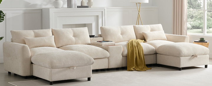 Valletta Grande Gray U-Shape Modular Contemporary sofa Mediterranean U-Shape Sofa - Mediterranean Tuscan Contemporary Home Decor Furniture