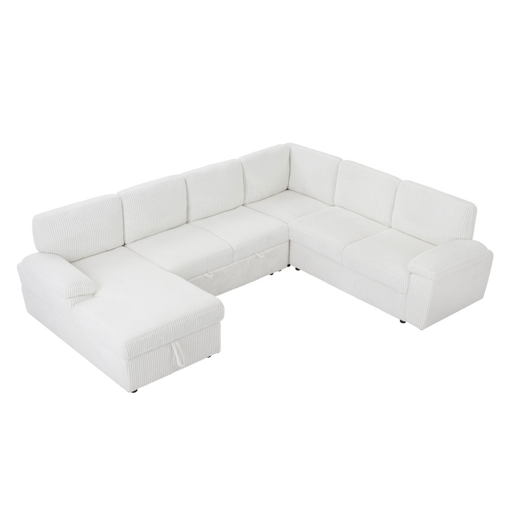 Buy farmhouse furniture Oversized Modular Storage Sectional Corduroy Upholstered Deep Seat Convertible Sofa - Modern Cottage Farmhouse Furniture