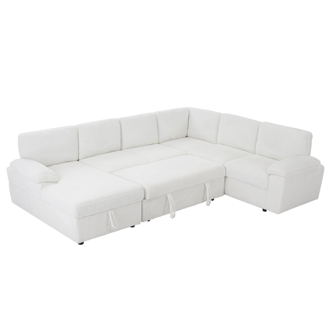 Buy farmhouse furniture Oversized Modular Storage Sectional Corduroy Upholstered Deep Seat Convertible Sofa - Modern Cottage Farmhouse Furniture