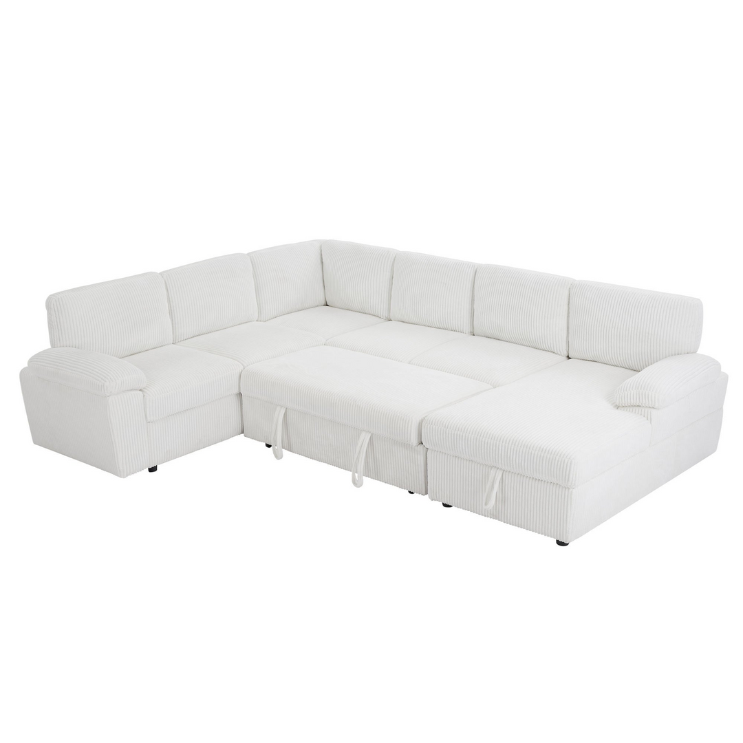 Buy farmhouse furniture Oversized Modular Storage Sectional Corduroy Upholstered Deep Seat Convertible Sofa - Modern Cottage Farmhouse Furniture