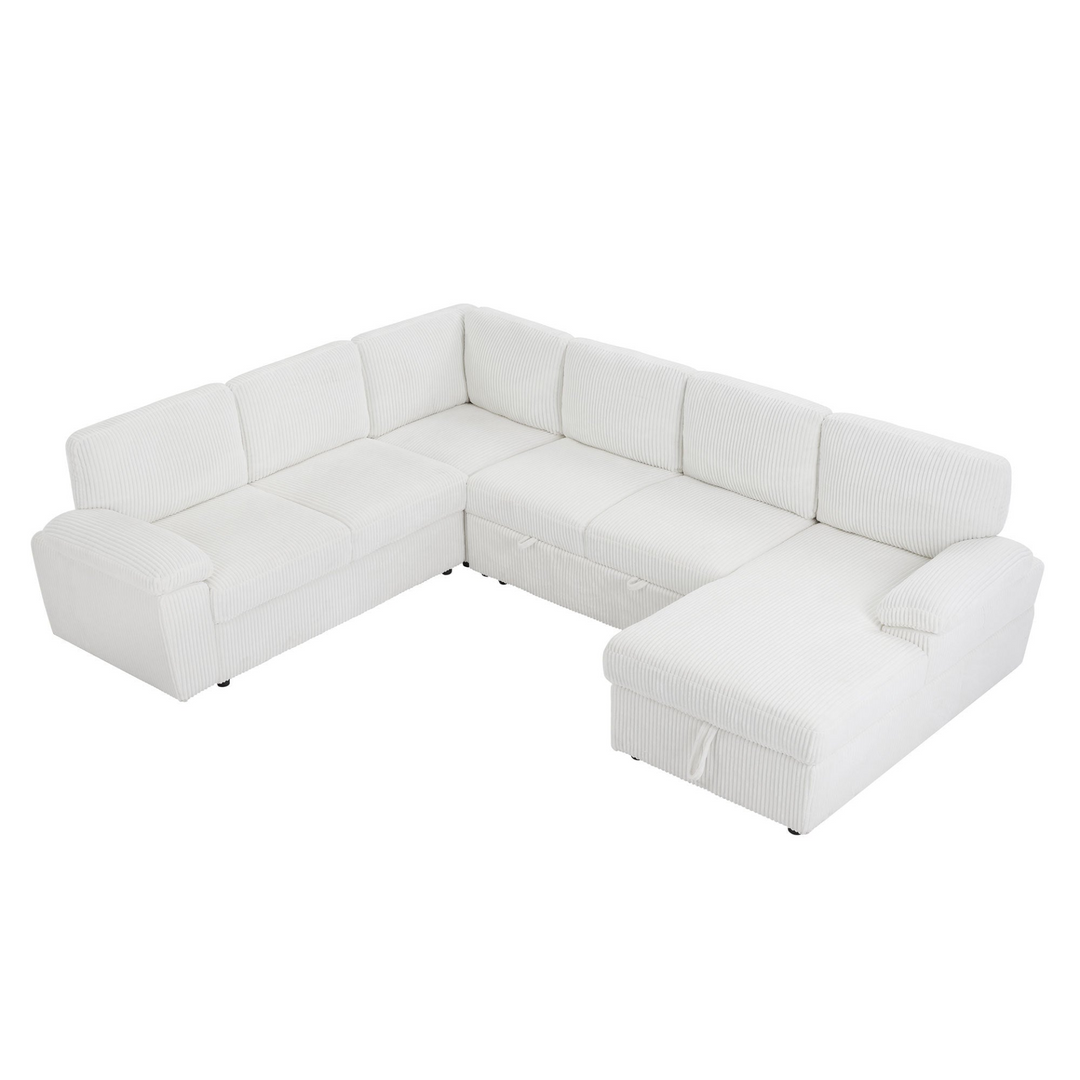 Buy farmhouse furniture Oversized Modular Storage Sectional Corduroy Upholstered Deep Seat Convertible Sofa - Modern Cottage Farmhouse Furniture