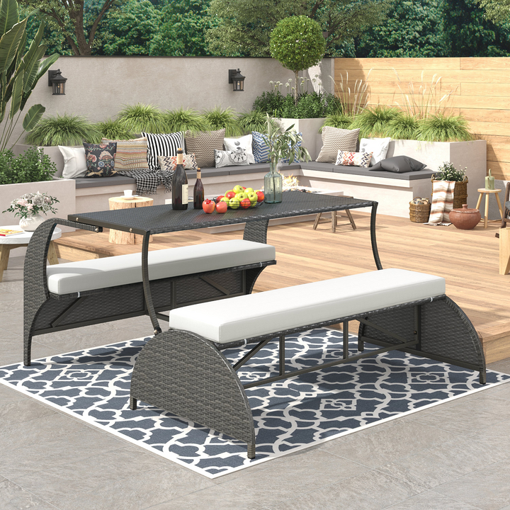 Buy farmhouse furniture Versatile Outdoor Loveseat Convertible to Four Seats & Table - Ideal for Gardens, Lawns, and Patios - Modern Cottage Farmhouse Furniture