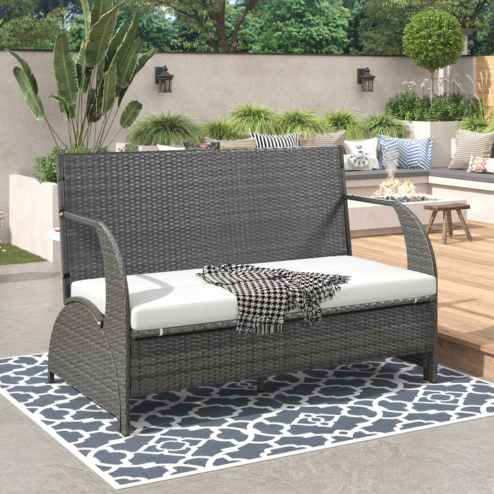 Buy farmhouse furniture Versatile Outdoor Loveseat Convertible to Four Seats & Table - Ideal for Gardens, Lawns, and Patios - Modern Cottage Farmhouse Furniture