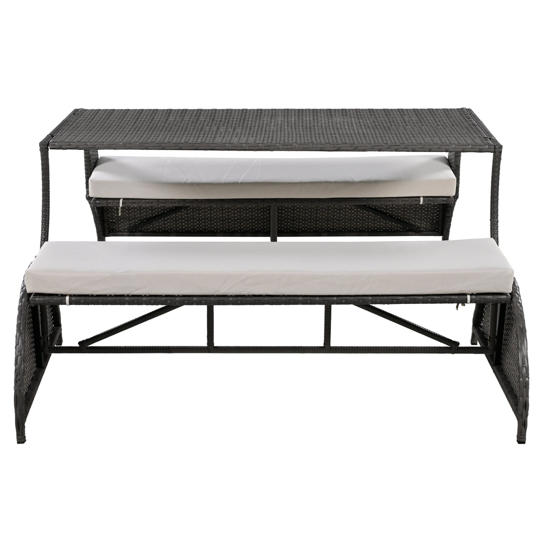 Buy farmhouse furniture Versatile Outdoor Loveseat Convertible to Four Seats & Table - Ideal for Gardens, Lawns, and Patios - Modern Cottage Farmhouse Furniture