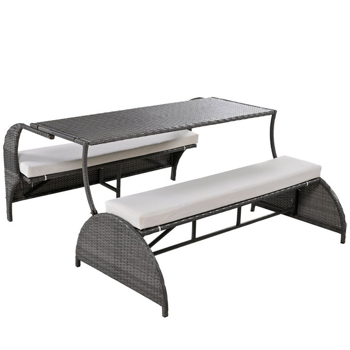 Buy farmhouse furniture Versatile Outdoor Loveseat Convertible to Four Seats & Table - Ideal for Gardens, Lawns, and Patios - Modern Cottage Farmhouse Furniture