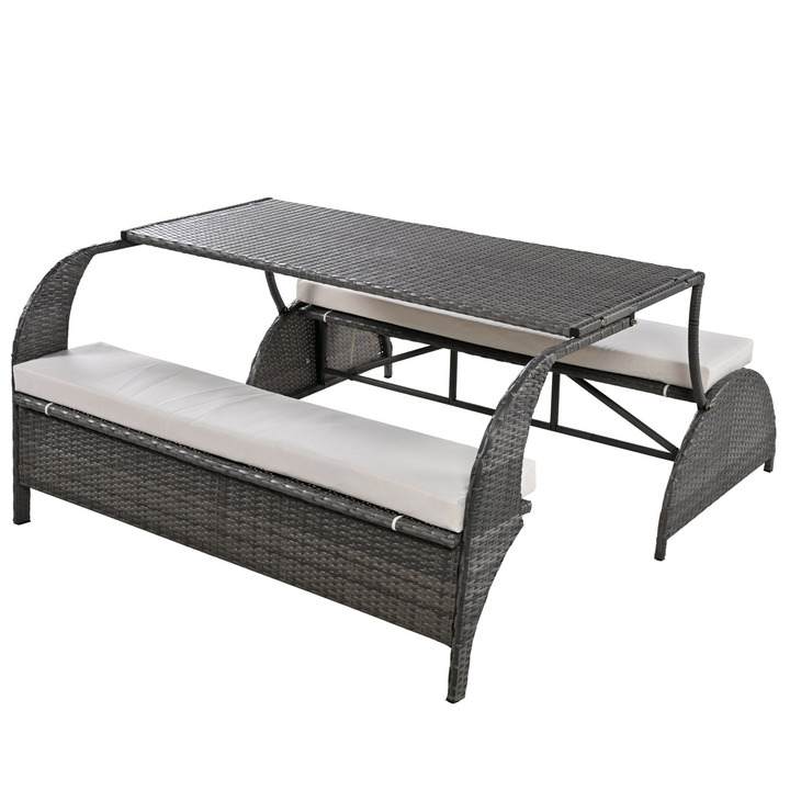 Buy farmhouse furniture Versatile Outdoor Loveseat Convertible to Four Seats & Table - Ideal for Gardens, Lawns, and Patios - Modern Cottage Farmhouse Furniture