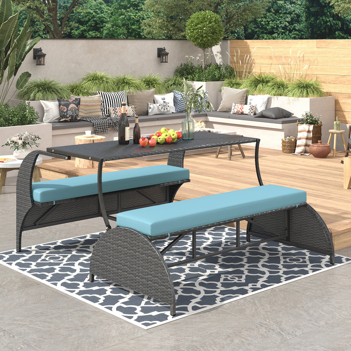 Buy farmhouse furniture Versatile Outdoor Loveseat Convertible to Four Seats & Table - Ideal for Gardens, Lawns, and Patios - Modern Cottage Farmhouse Furniture