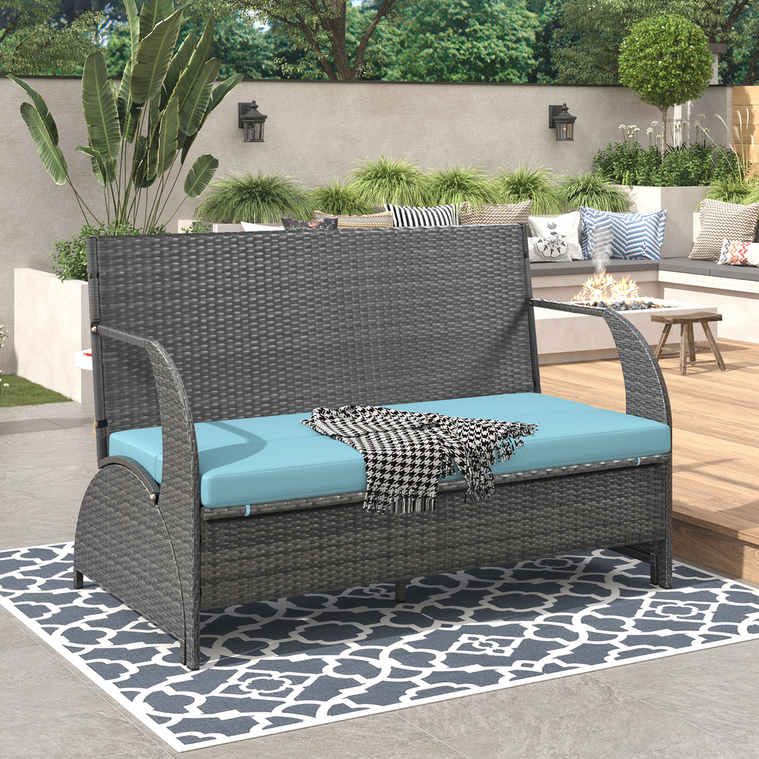 Buy farmhouse furniture Versatile Outdoor Loveseat Convertible to Four Seats & Table - Ideal for Gardens, Lawns, and Patios - Modern Cottage Farmhouse Furniture
