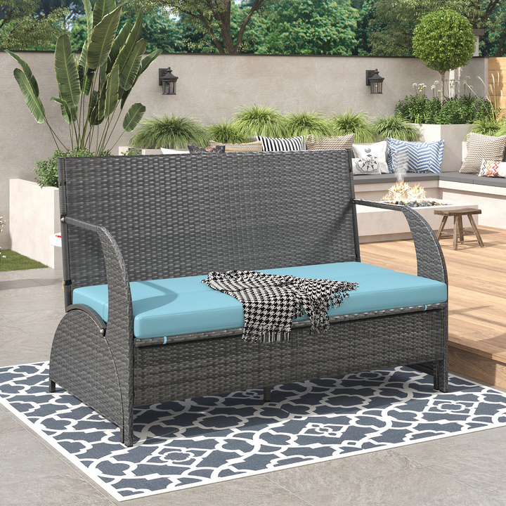 Buy farmhouse furniture Versatile Outdoor Loveseat Convertible to Four Seats & Table - Ideal for Gardens, Lawns, and Patios - Modern Cottage Farmhouse Furniture