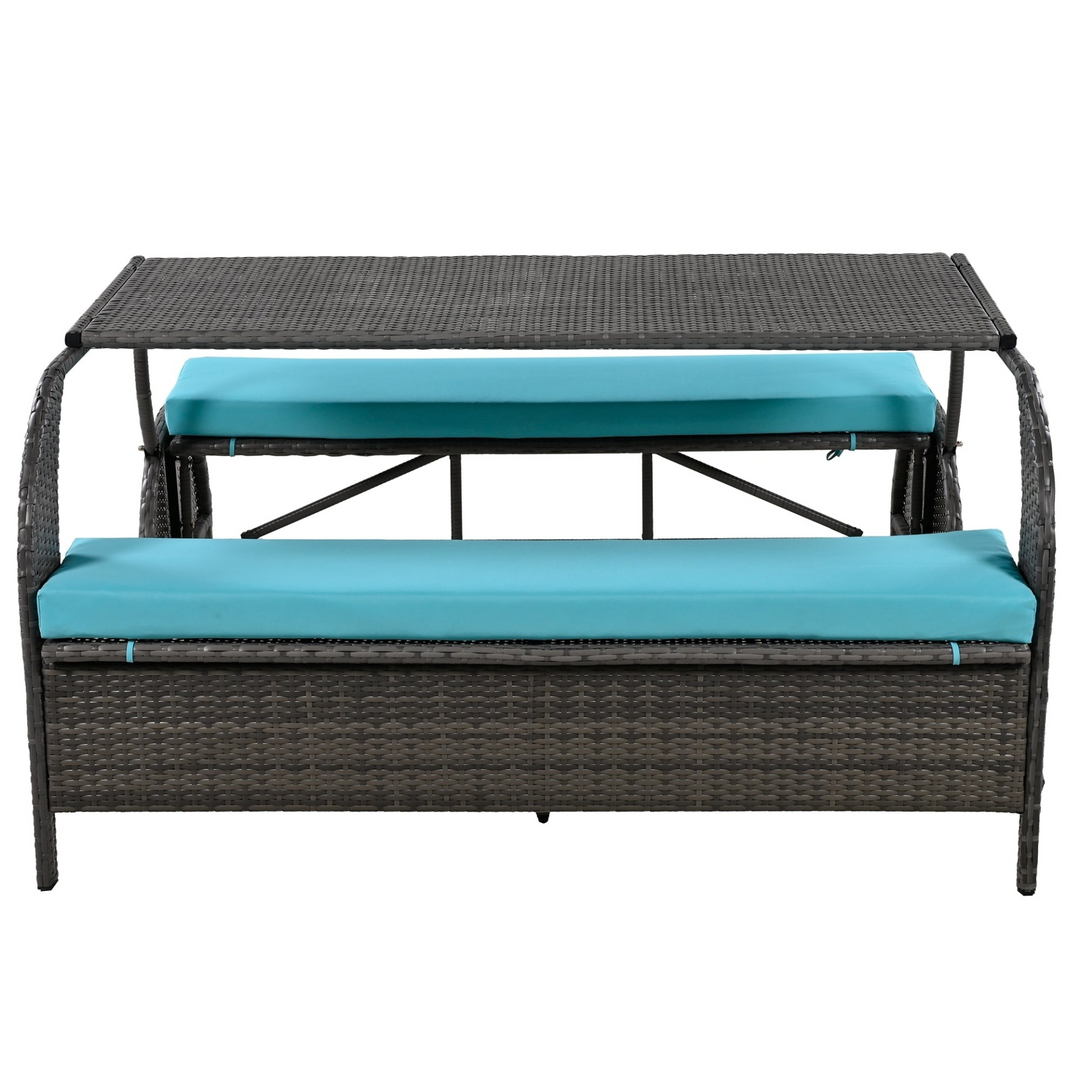 Buy farmhouse furniture Versatile Outdoor Loveseat Convertible to Four Seats & Table - Ideal for Gardens, Lawns, and Patios - Modern Cottage Farmhouse Furniture