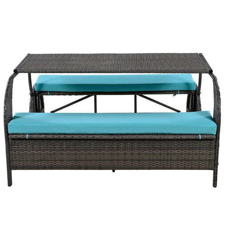 Buy farmhouse furniture Versatile Outdoor Loveseat Convertible to Four Seats & Table - Ideal for Gardens, Lawns, and Patios - Modern Cottage Farmhouse Furniture