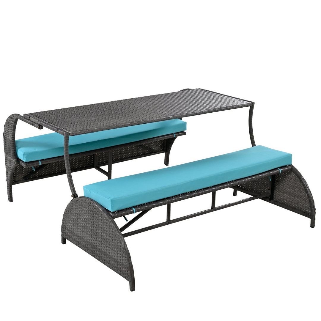 Buy farmhouse furniture Versatile Outdoor Loveseat Convertible to Four Seats & Table - Ideal for Gardens, Lawns, and Patios - Modern Cottage Farmhouse Furniture