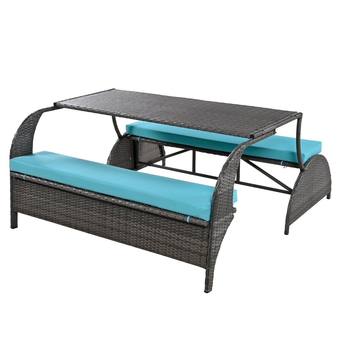 Buy farmhouse furniture Versatile Outdoor Loveseat Convertible to Four Seats & Table - Ideal for Gardens, Lawns, and Patios - Modern Cottage Farmhouse Furniture