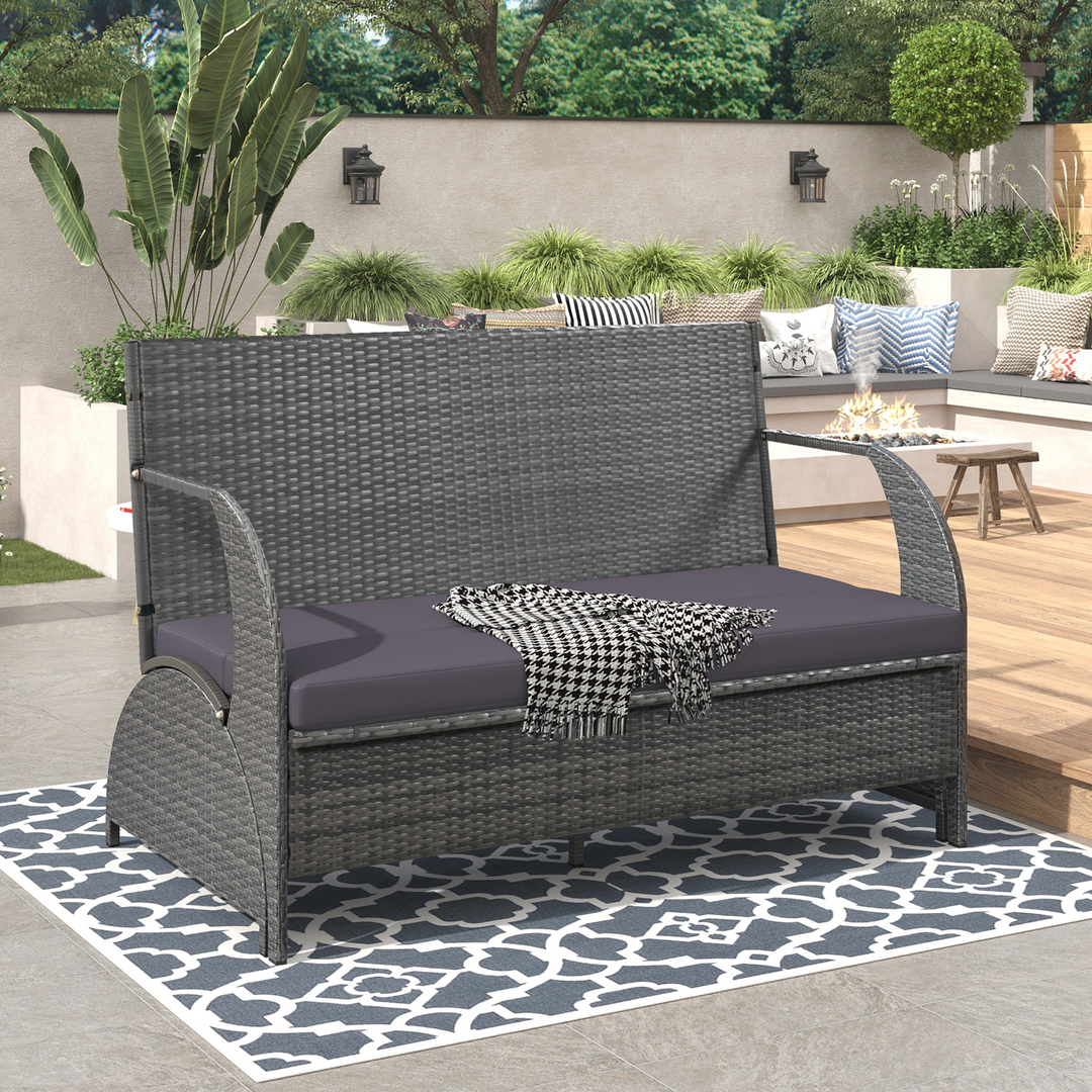 Buy farmhouse furniture Versatile Outdoor Loveseat Convertible to Four Seats & Table - Ideal for Gardens, Lawns, and Patios - Modern Cottage Farmhouse Furniture