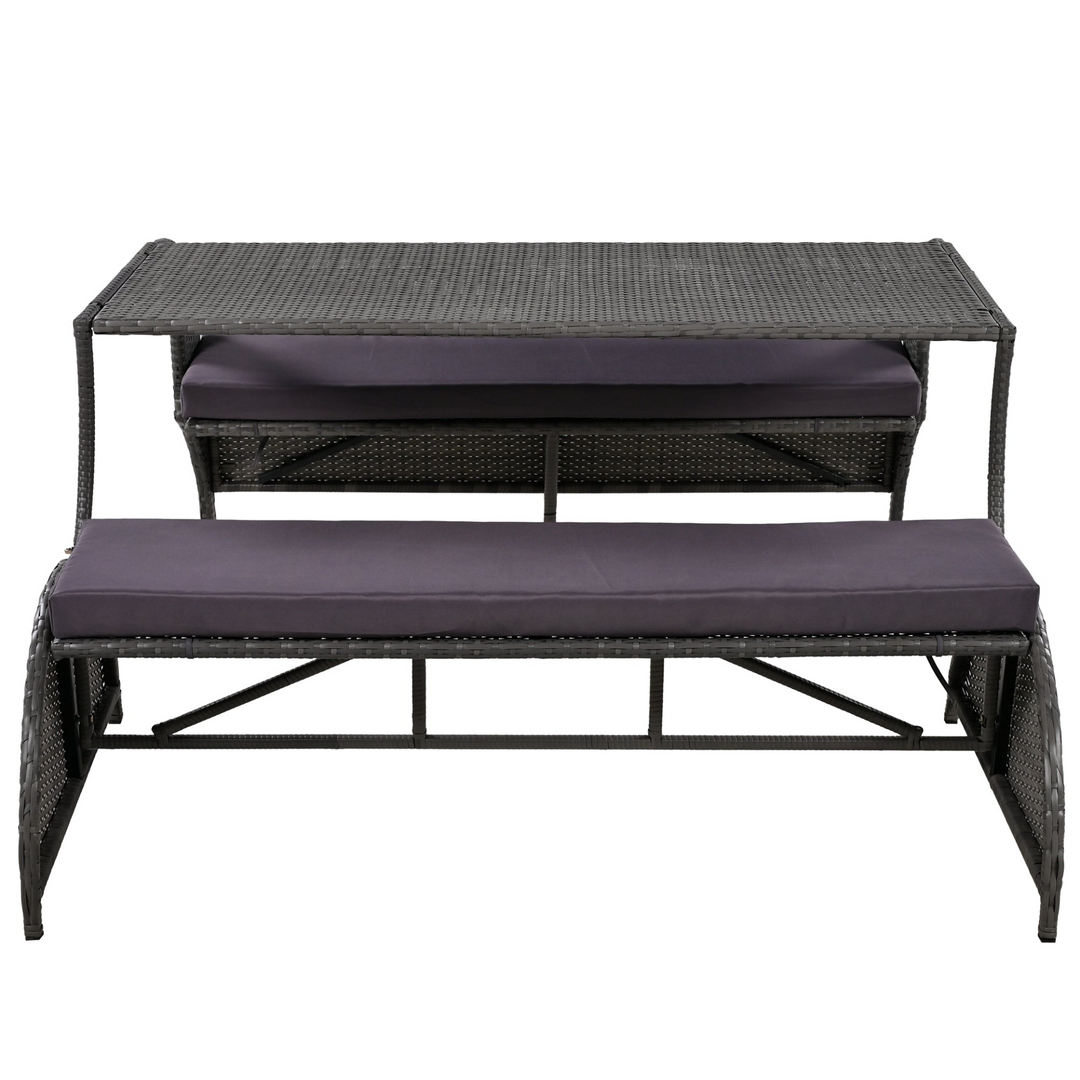 Buy farmhouse furniture Versatile Outdoor Loveseat Convertible to Four Seats & Table - Ideal for Gardens, Lawns, and Patios - Modern Cottage Farmhouse Furniture