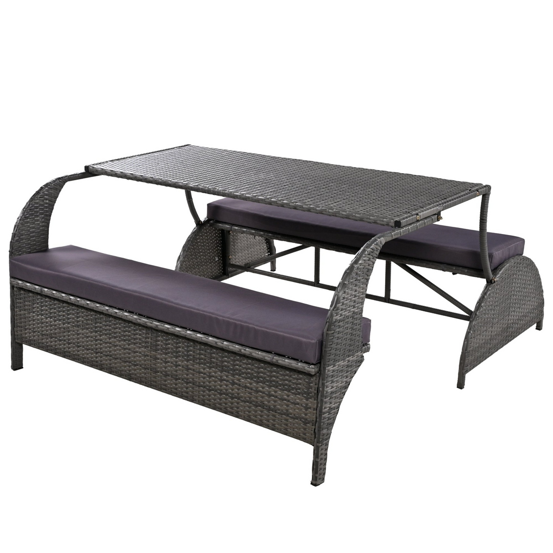 Buy farmhouse furniture Versatile Outdoor Loveseat Convertible to Four Seats & Table - Ideal for Gardens, Lawns, and Patios - Modern Cottage Farmhouse Furniture