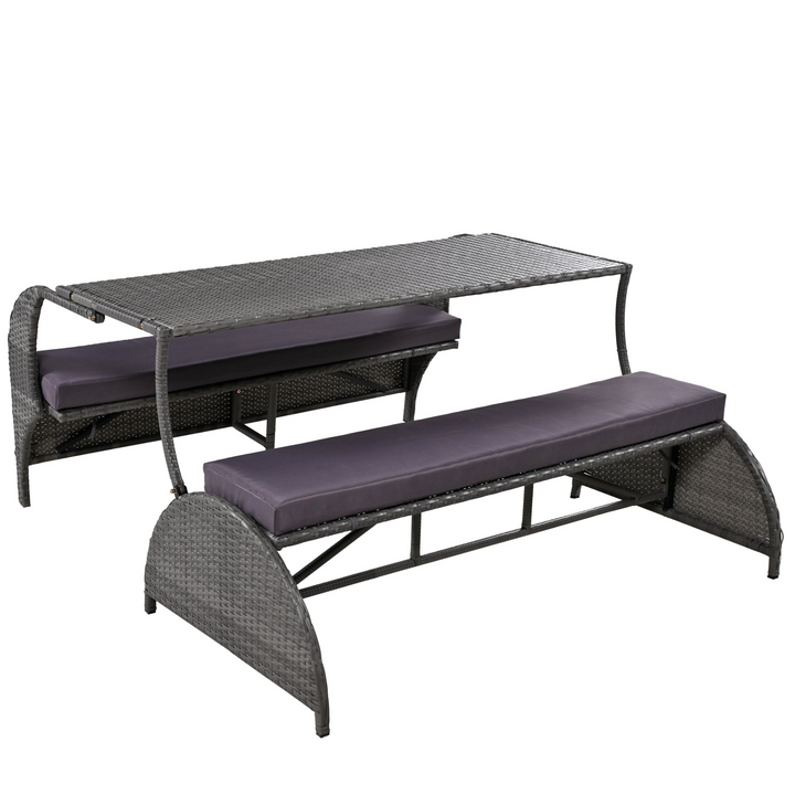 Buy farmhouse furniture Versatile Outdoor Loveseat Convertible to Four Seats & Table - Ideal for Gardens, Lawns, and Patios - Modern Cottage Farmhouse Furniture