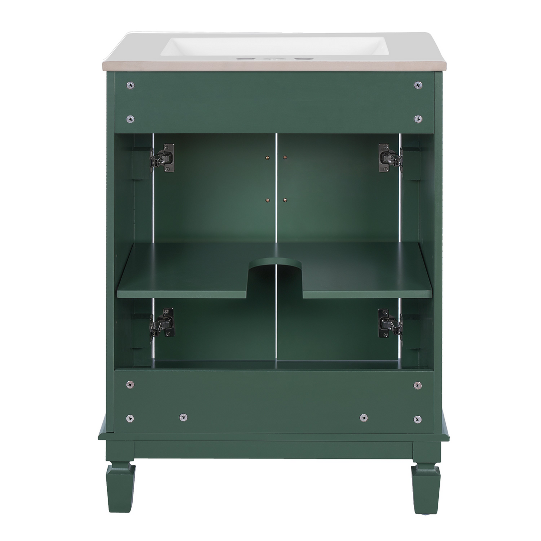 Buy farmhouse furniture Modern Bathroom Vanity with Integrated Sink, Soft-Closing Storage Cabinet - Durable Wood & MDF - Easy-to-Clean Ceramic Basin - Adjustable Shelf - 24" - Modern Cottage Farmhouse Furniture