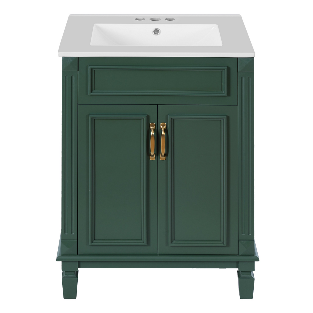 Buy farmhouse furniture Modern Bathroom Vanity with Integrated Sink, Soft-Closing Storage Cabinet - Durable Wood & MDF - Easy-to-Clean Ceramic Basin - Adjustable Shelf - 24" - Modern Cottage Farmhouse Furniture