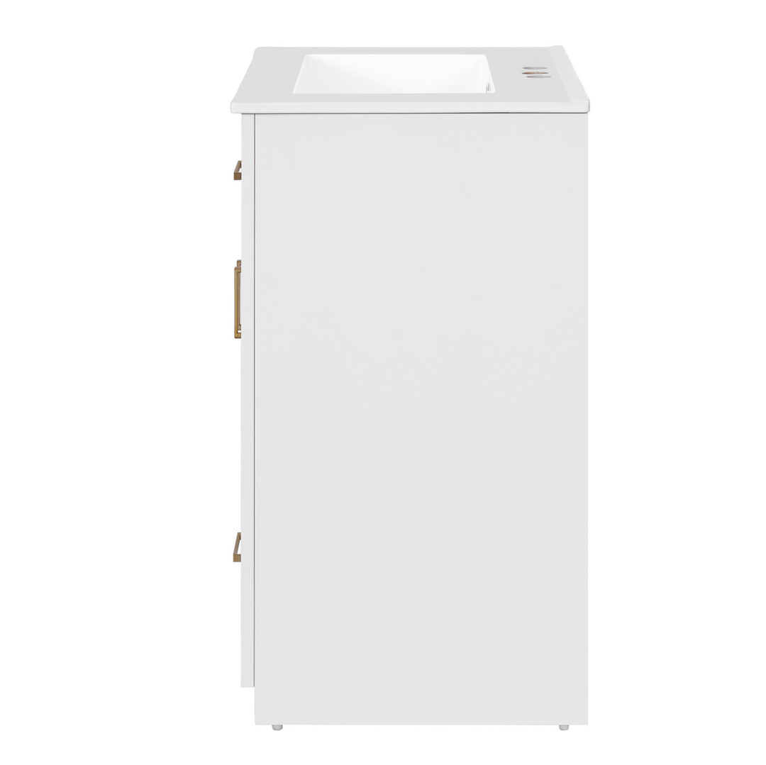 Buy farmhouse furniture Modern Bathroom Vanity with Integrated Ceramic Sink, Double Door Cabinet & Tip-Out Drawer – Space-Saving Design for Small to Medium Bathrooms - Modern Cottage Farmhouse Furniture