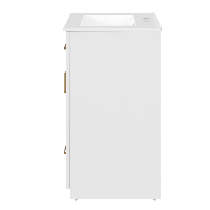 Buy farmhouse furniture Modern Bathroom Vanity with Integrated Ceramic Sink, Double Door Cabinet & Tip-Out Drawer – Space-Saving Design for Small to Medium Bathrooms - Modern Cottage Farmhouse Furniture