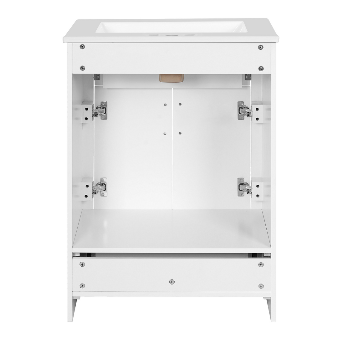 Buy farmhouse furniture Modern Bathroom Vanity with Integrated Ceramic Sink, Double Door Cabinet & Tip-Out Drawer – Space-Saving Design for Small to Medium Bathrooms - Modern Cottage Farmhouse Furniture