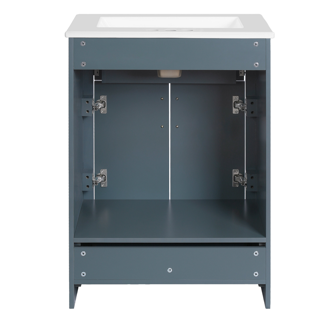 Buy farmhouse furniture Modern Bathroom Vanity with Integrated Ceramic Sink, Double Door Cabinet & Tip-Out Drawer – Space-Saving Design for Small to Medium Bathrooms - Modern Cottage Farmhouse Furniture