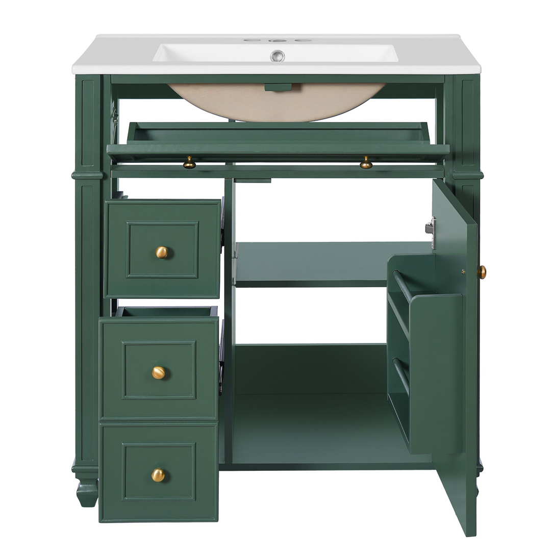 Buy farmhouse furniture Farmhouse Bathroom Vanity | Ceramic Sink Basin, Soft-Close Doors &amp; Storage Cabinet - Modern Cottage Farmhouse Furniture