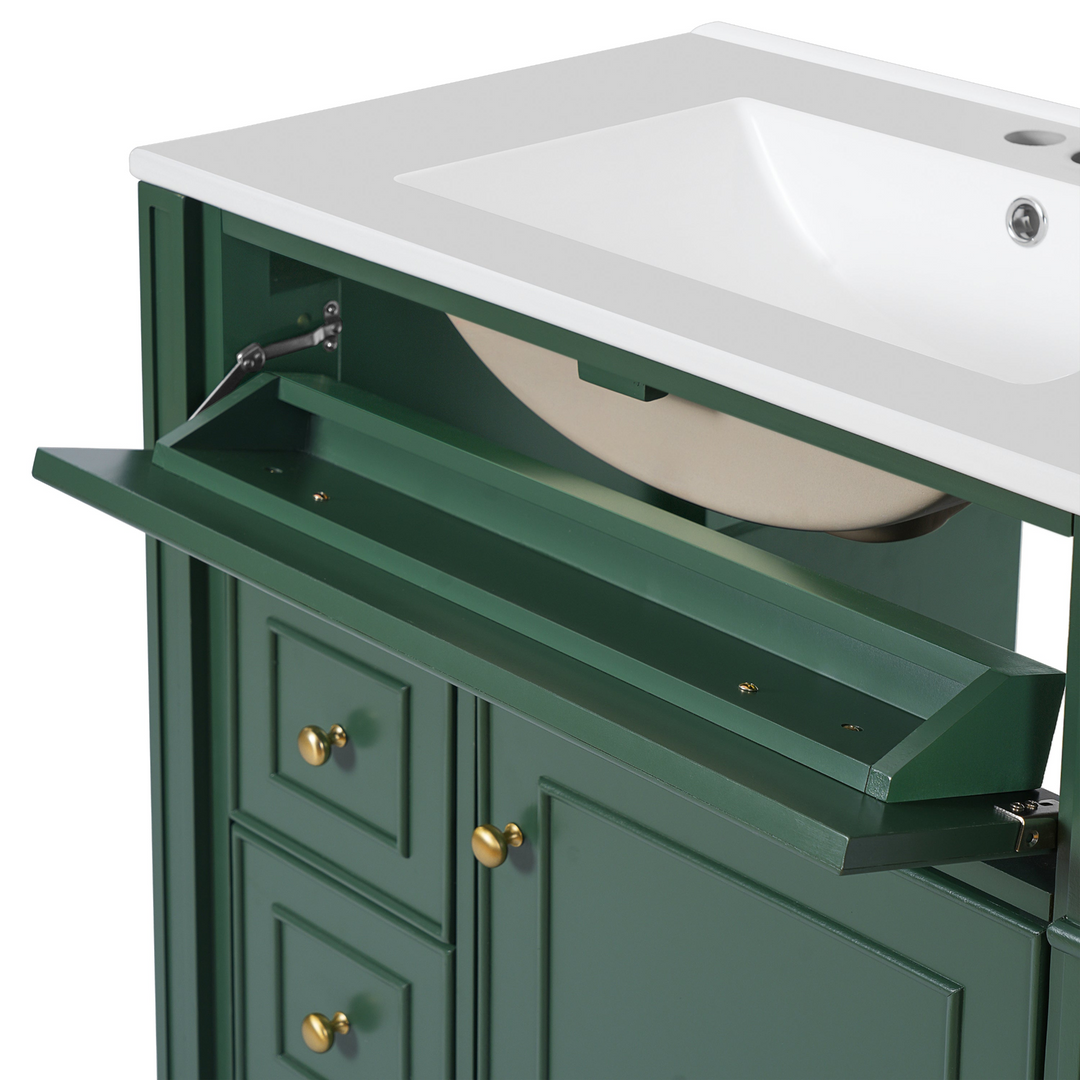 Buy farmhouse furniture Farmhouse Bathroom Vanity | Ceramic Sink Basin, Soft-Close Doors &amp; Storage Cabinet - Modern Cottage Farmhouse Furniture