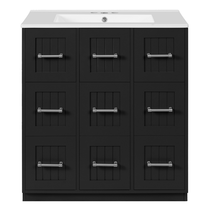 Buy farmhouse furniture Modern Bathroom Vanity Cabinet with Ceramic Sink, Drawers &amp; Storage for Bathroom Organization - Modern Cottage Farmhouse Furniture