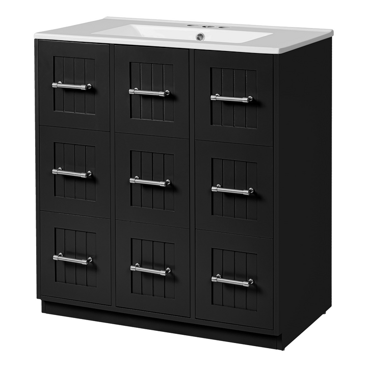 Buy farmhouse furniture Modern Bathroom Vanity Cabinet with Ceramic Sink, Drawers &amp; Storage for Bathroom Organization - Modern Cottage Farmhouse Furniture