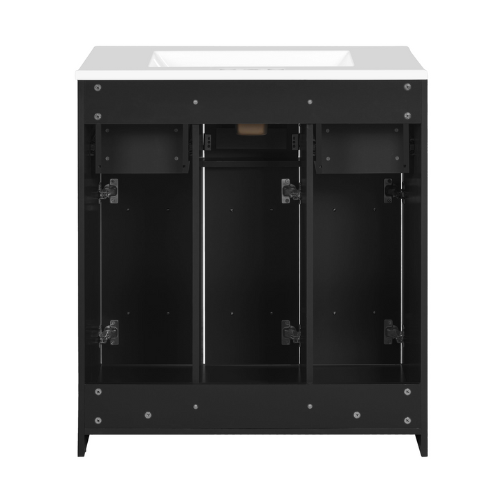 Buy farmhouse furniture Modern Bathroom Vanity Cabinet with Ceramic Sink, Drawers &amp; Storage for Bathroom Organization - Modern Cottage Farmhouse Furniture