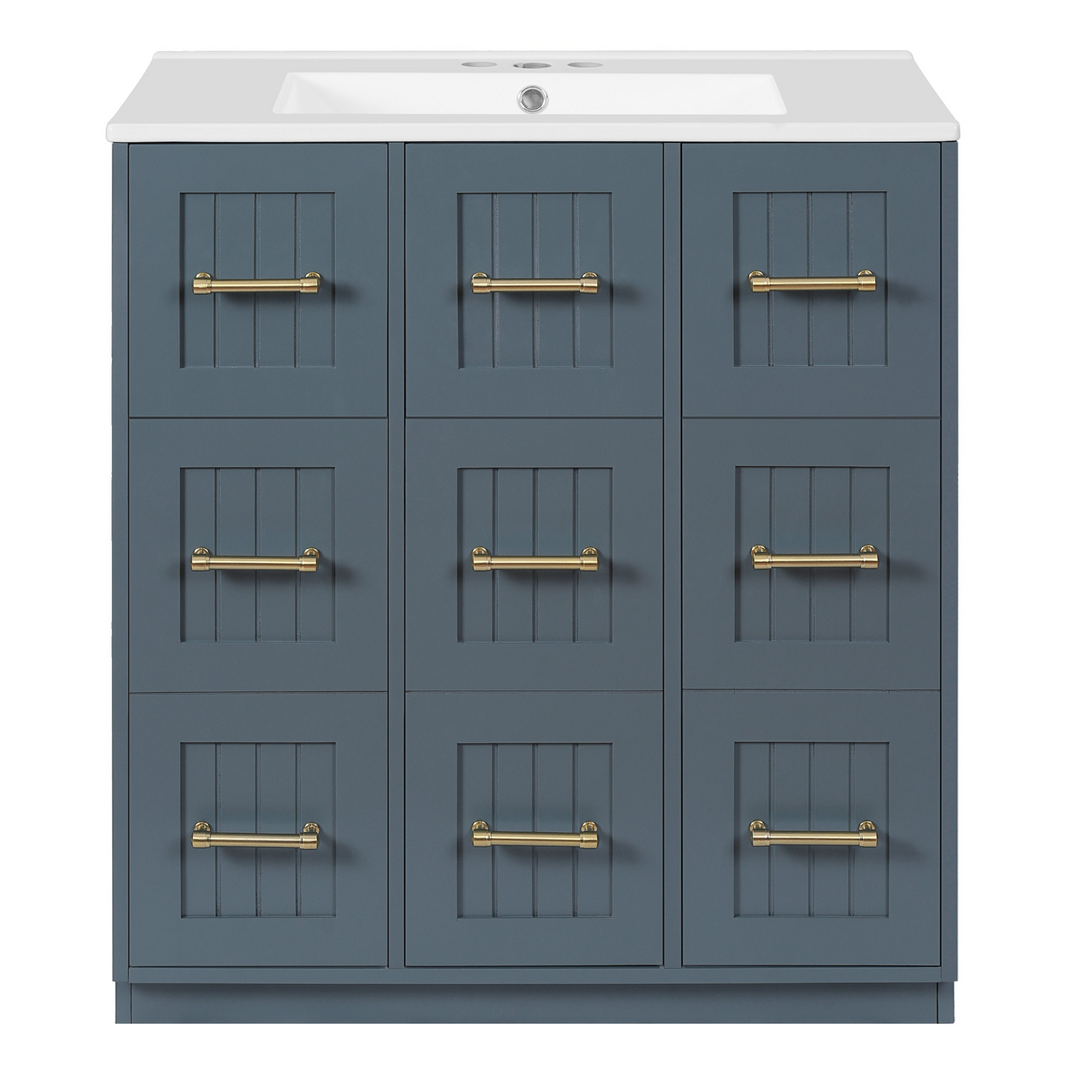 Buy farmhouse furniture Modern Bathroom Vanity Cabinet with Ceramic Sink, Drawers &amp; Storage for Bathroom Organization - Modern Cottage Farmhouse Furniture