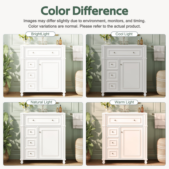 Buy farmhouse furniture Farmhouse Bathroom Vanity | Ceramic Sink Basin, Soft-Close Doors &amp; Storage Cabinet - Modern Cottage Farmhouse Furniture