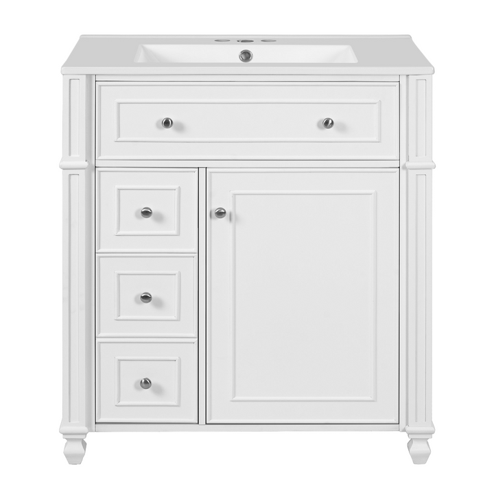 Buy farmhouse furniture Farmhouse Bathroom Vanity | Ceramic Sink Basin, Soft-Close Doors &amp; Storage Cabinet - Modern Cottage Farmhouse Furniture