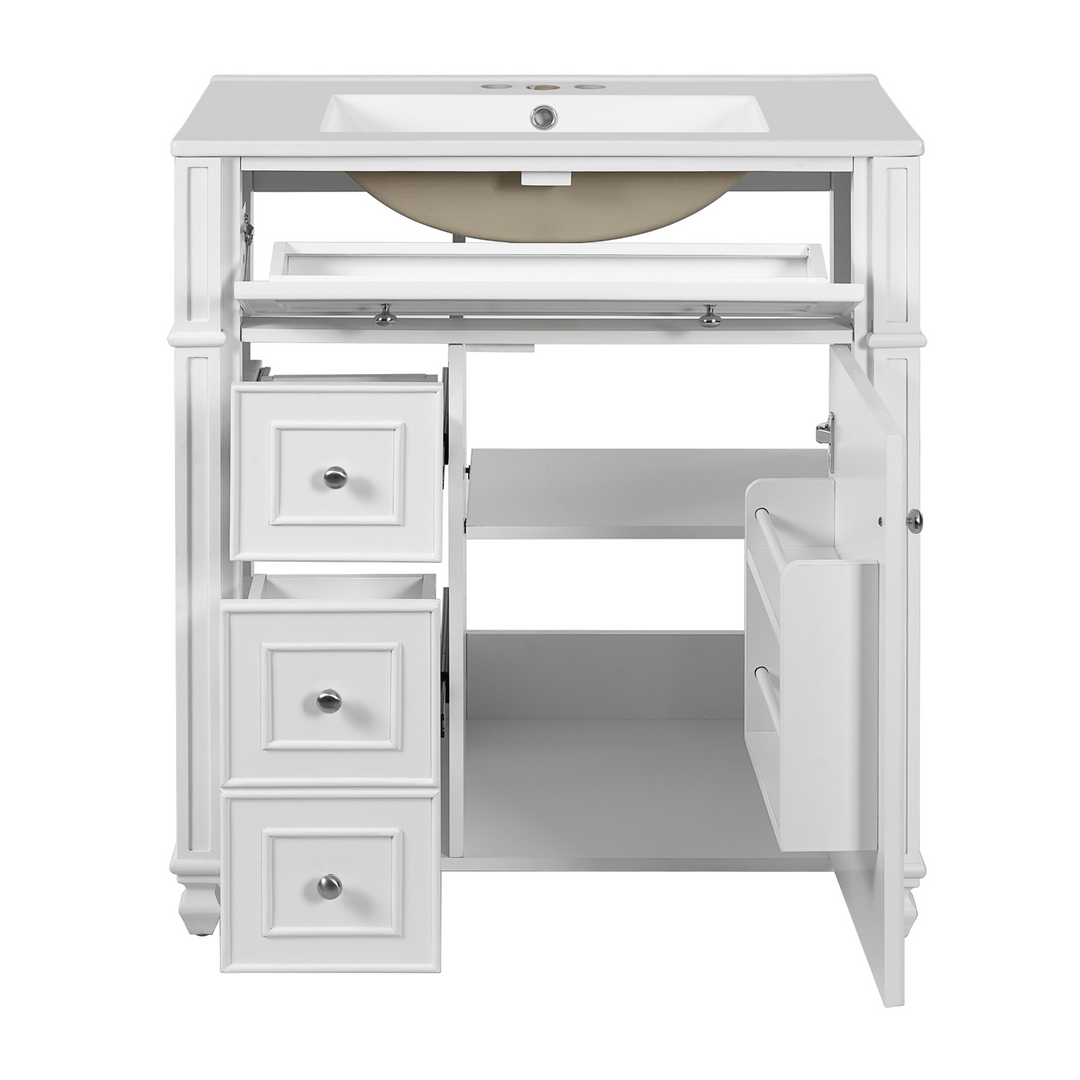 Buy farmhouse furniture Farmhouse Bathroom Vanity | Ceramic Sink Basin, Soft-Close Doors &amp; Storage Cabinet - Modern Cottage Farmhouse Furniture