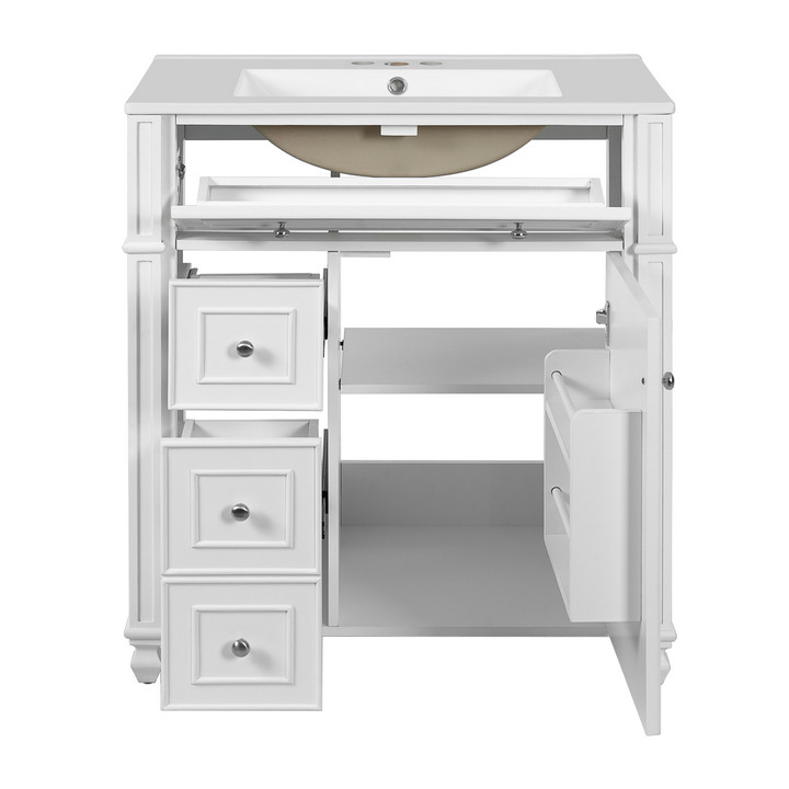 Buy farmhouse furniture Farmhouse Bathroom Vanity | Ceramic Sink Basin, Soft-Close Doors &amp; Storage Cabinet - Modern Cottage Farmhouse Furniture