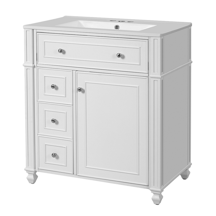 Buy farmhouse furniture Farmhouse Bathroom Vanity | Ceramic Sink Basin, Soft-Close Doors &amp; Storage Cabinet - Modern Cottage Farmhouse Furniture