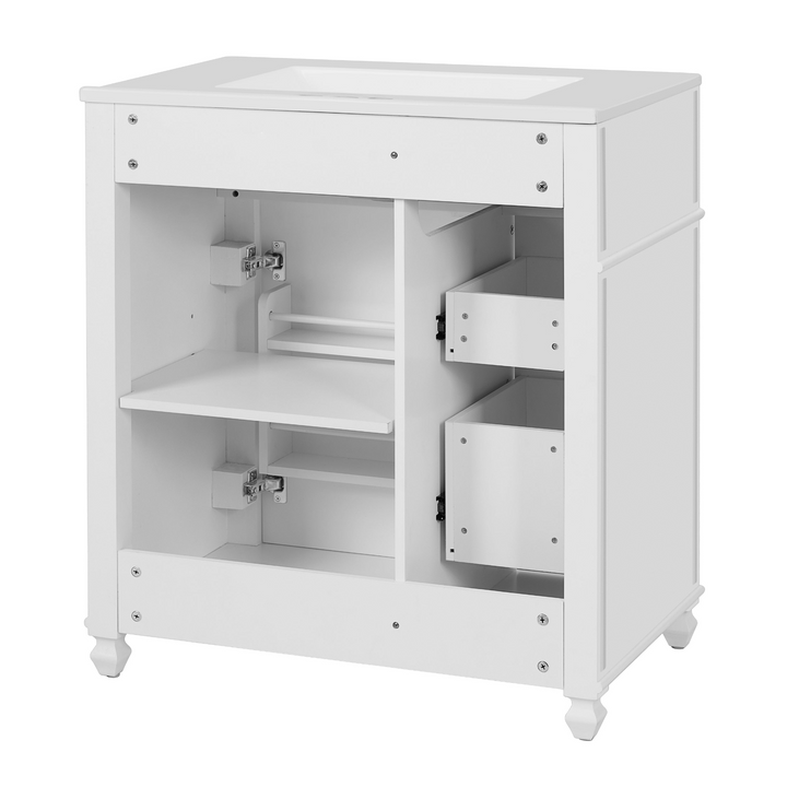Buy farmhouse furniture Farmhouse Bathroom Vanity | Ceramic Sink Basin, Soft-Close Doors &amp; Storage Cabinet - Modern Cottage Farmhouse Furniture