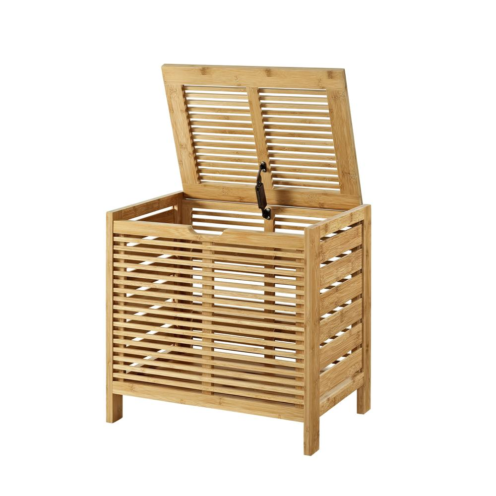 Boho Aesthetic Eco Friendly Bamboo Hamper | Biophilic Design Airbnb Decor Furniture 