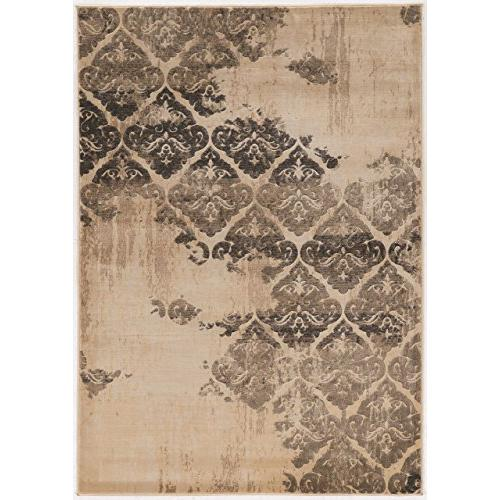 Boho Aesthetic Mossy Beige & Olive 5x7.6 Area Rug | Biophilic Design Airbnb Decor Furniture 