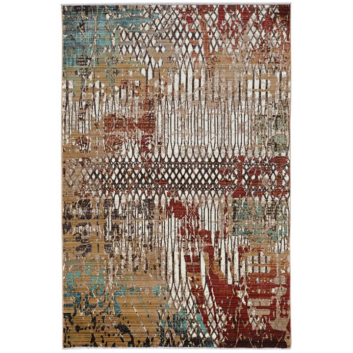 Boho Aesthetic Illusions Fence Beige & Burgundy 8x11, Rug | Biophilic Design Airbnb Decor Furniture 