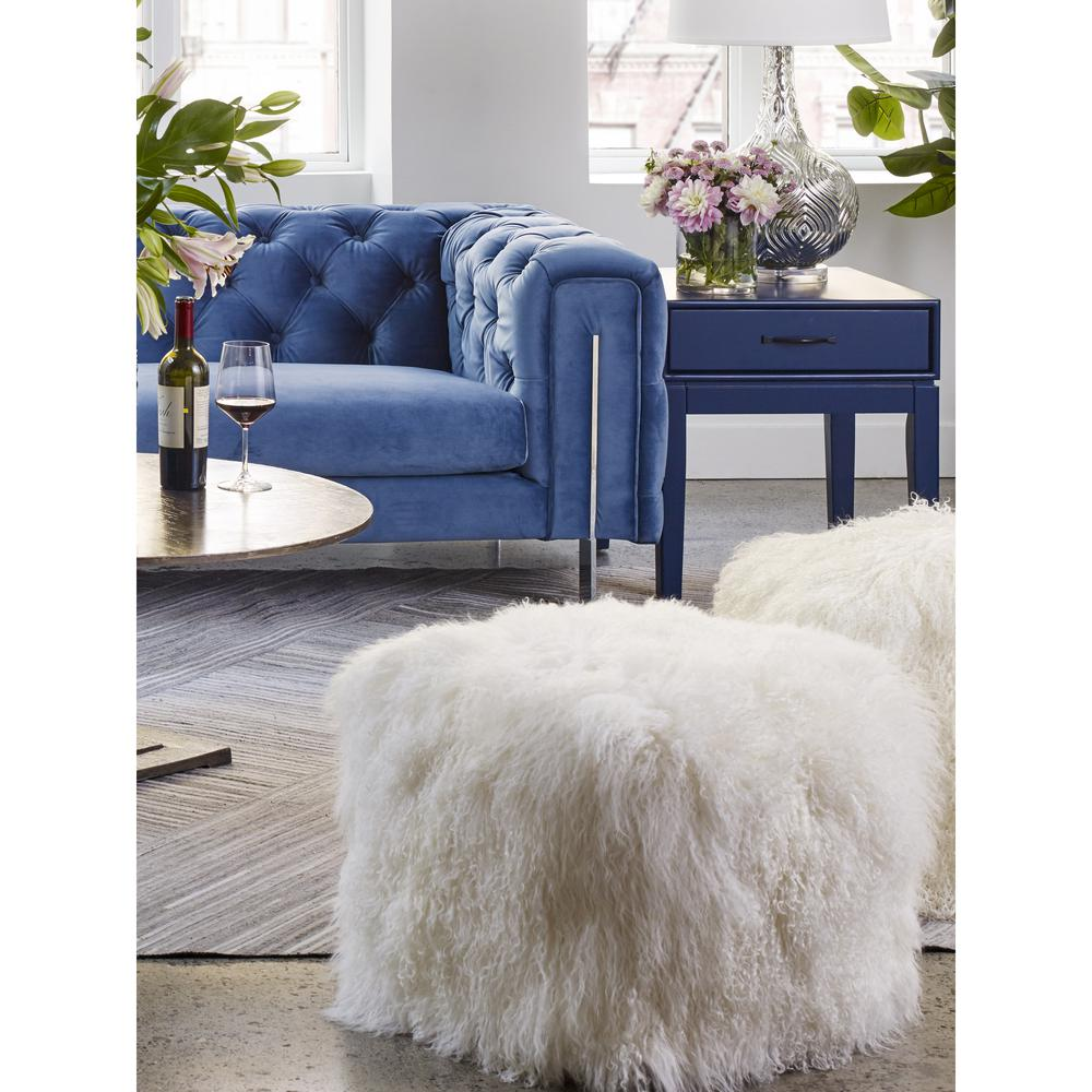 Boho Aesthetic Lamb Fur Pouf Natural | Biophilic Design Airbnb Decor Furniture 