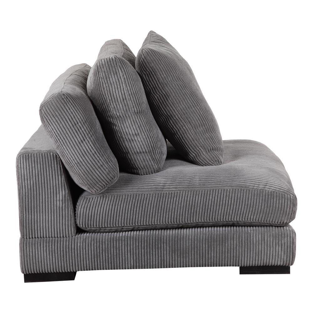 Boho Aesthetic Charcoal Grey Ottoman Chaise Sofa Chair | Biophilic Design Airbnb Decor Furniture 