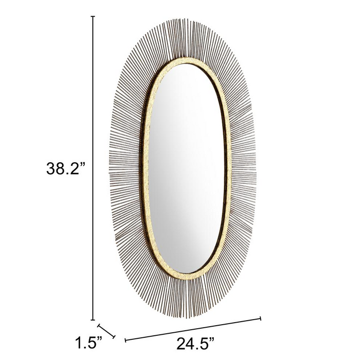 Boho Aesthetic Juju Oval Mirror Black & Gold | Biophilic Design Airbnb Decor Furniture 