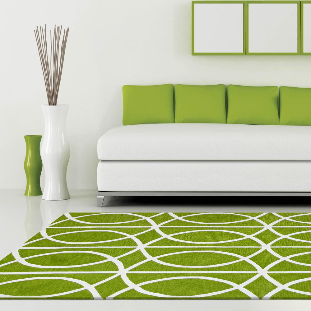 Boho Aesthetic Optics 34 Green 8'X10', Area Rug | Biophilic Design Airbnb Decor Furniture 