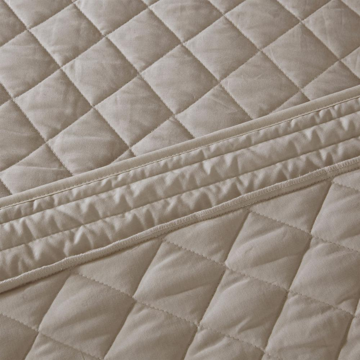 Boho Aesthetic Turin | Beige Cotton Tailored Percale Bedspread Set | Biophilic Design Airbnb Decor Furniture 